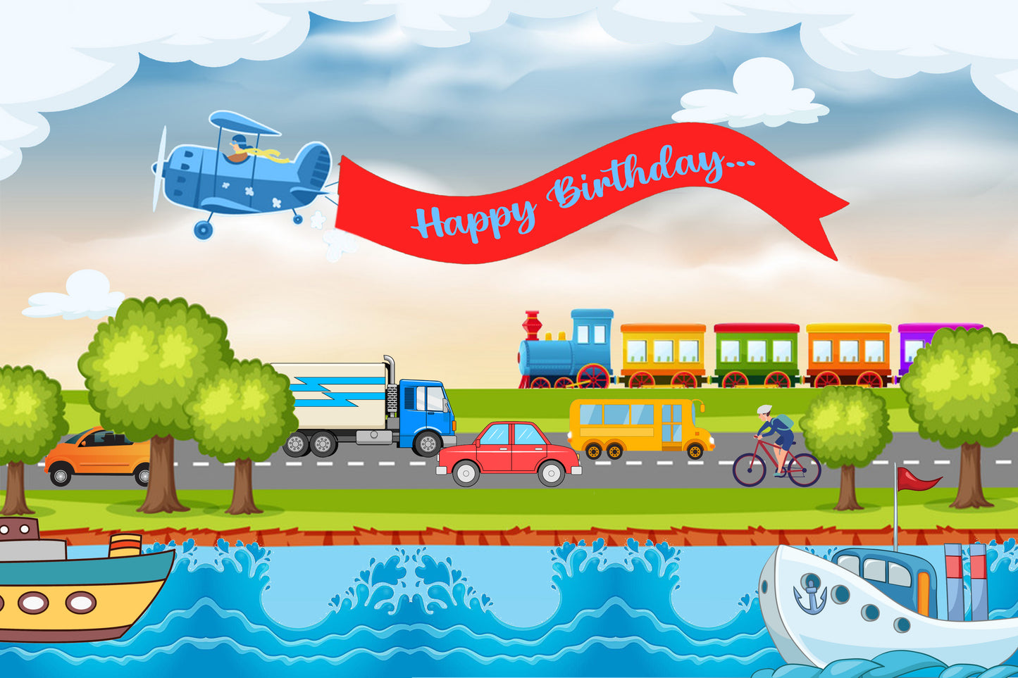 Transport Theme Birthday Party Backdrop Banner Home Decoration
