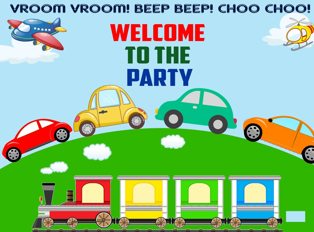 Transport Theme Birthday Party Welcome Board