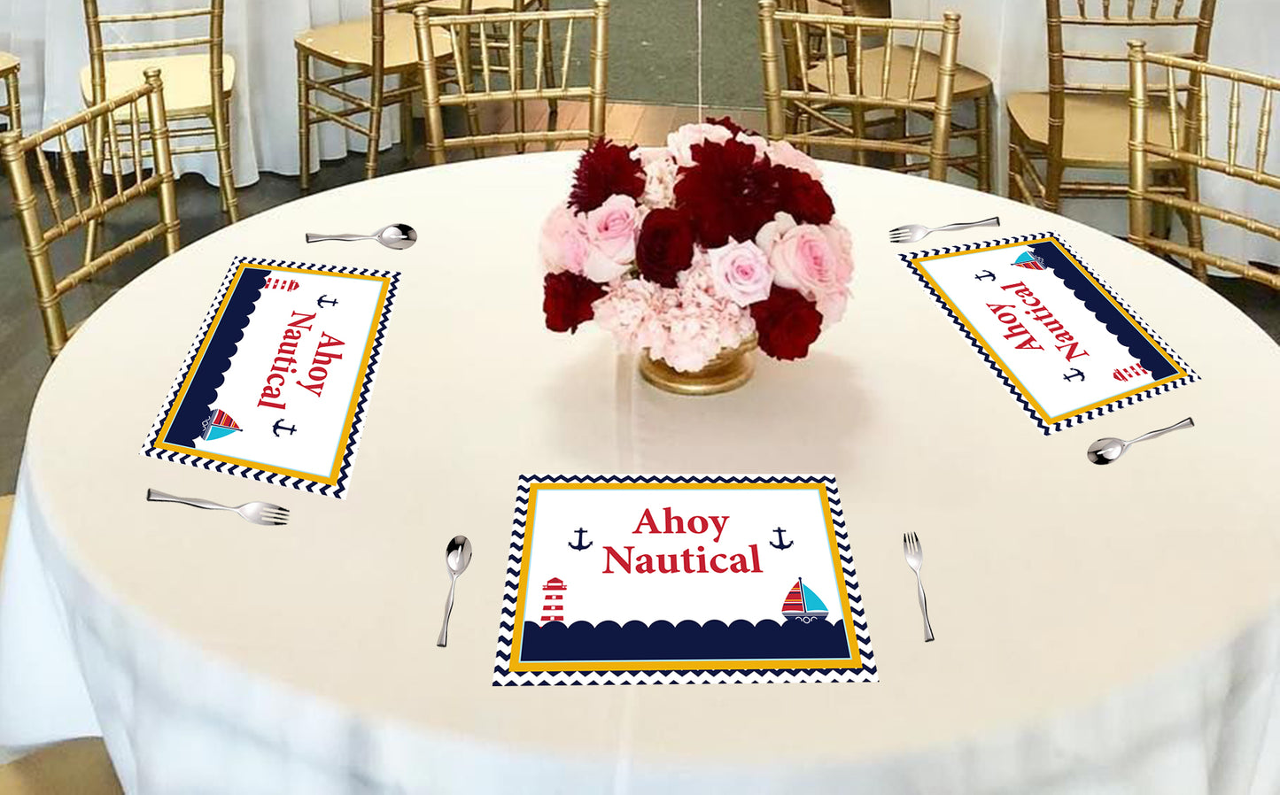 Nautical Ahoy Theme Birthday Table Mats for Decoration