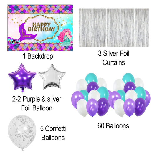 Mermaid Theme Birthday Party Complete Party Set for Girls