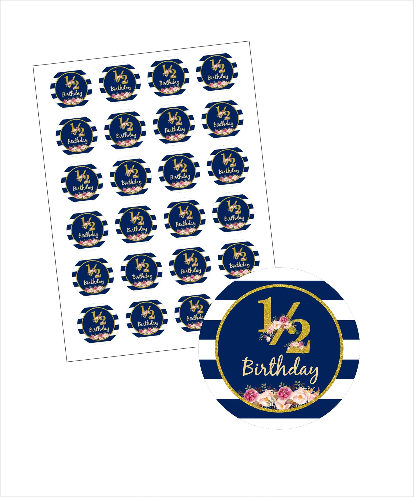 Half Birthday Party Thank You Gift Tags