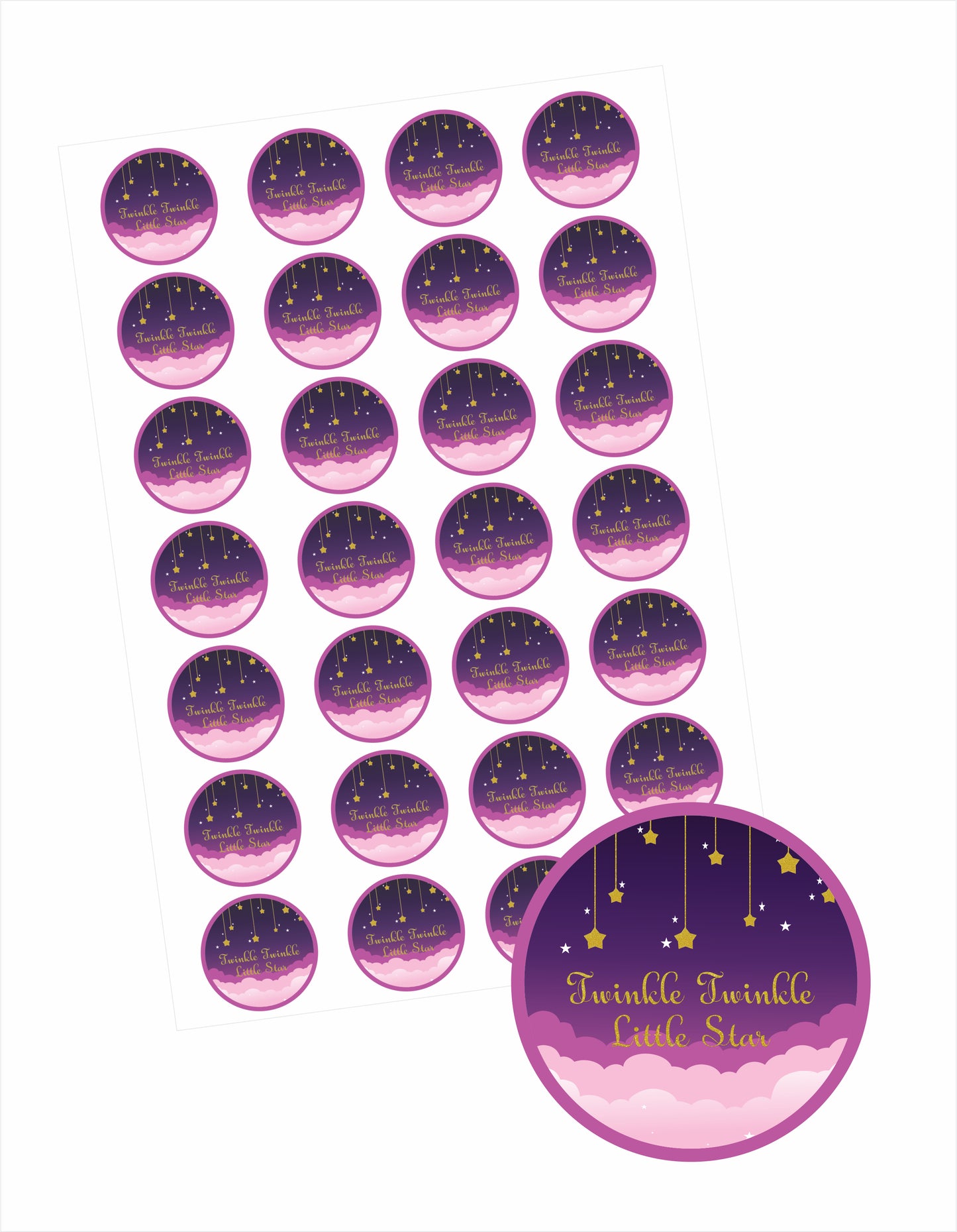 Twinkle Twinkle Little Star Theme Birthday Party Thank You Gift Tags
