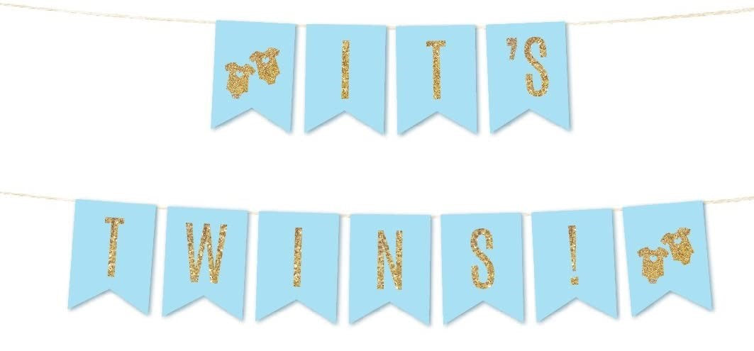 Twin Boys Birthday Paper Banner for Decoration