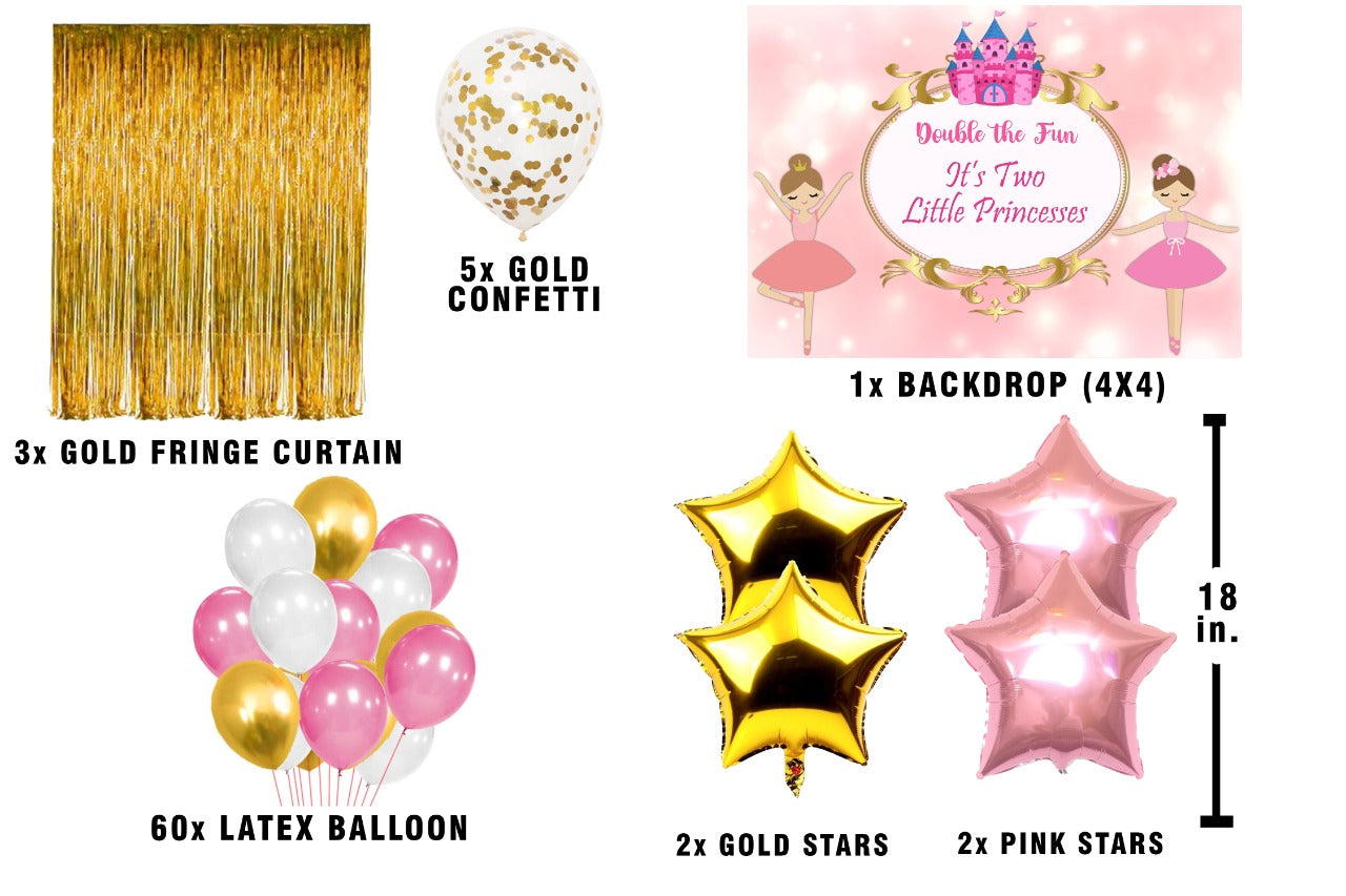 Twins Girls Theme Birthday Party Complete Decoration Kit