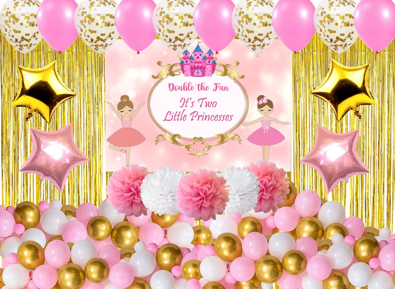 Twins Girls Theme Birthday Party Complete Decoration Kit