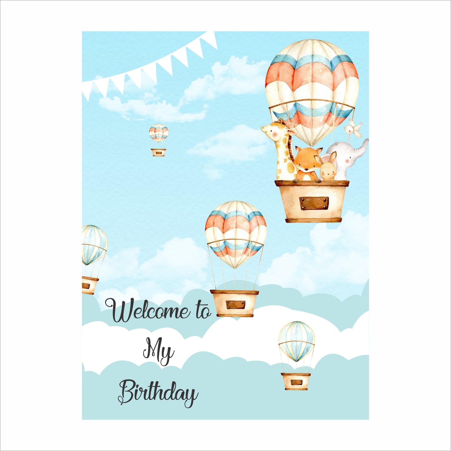 Hot Air Theme Birthday Party Welcome Board