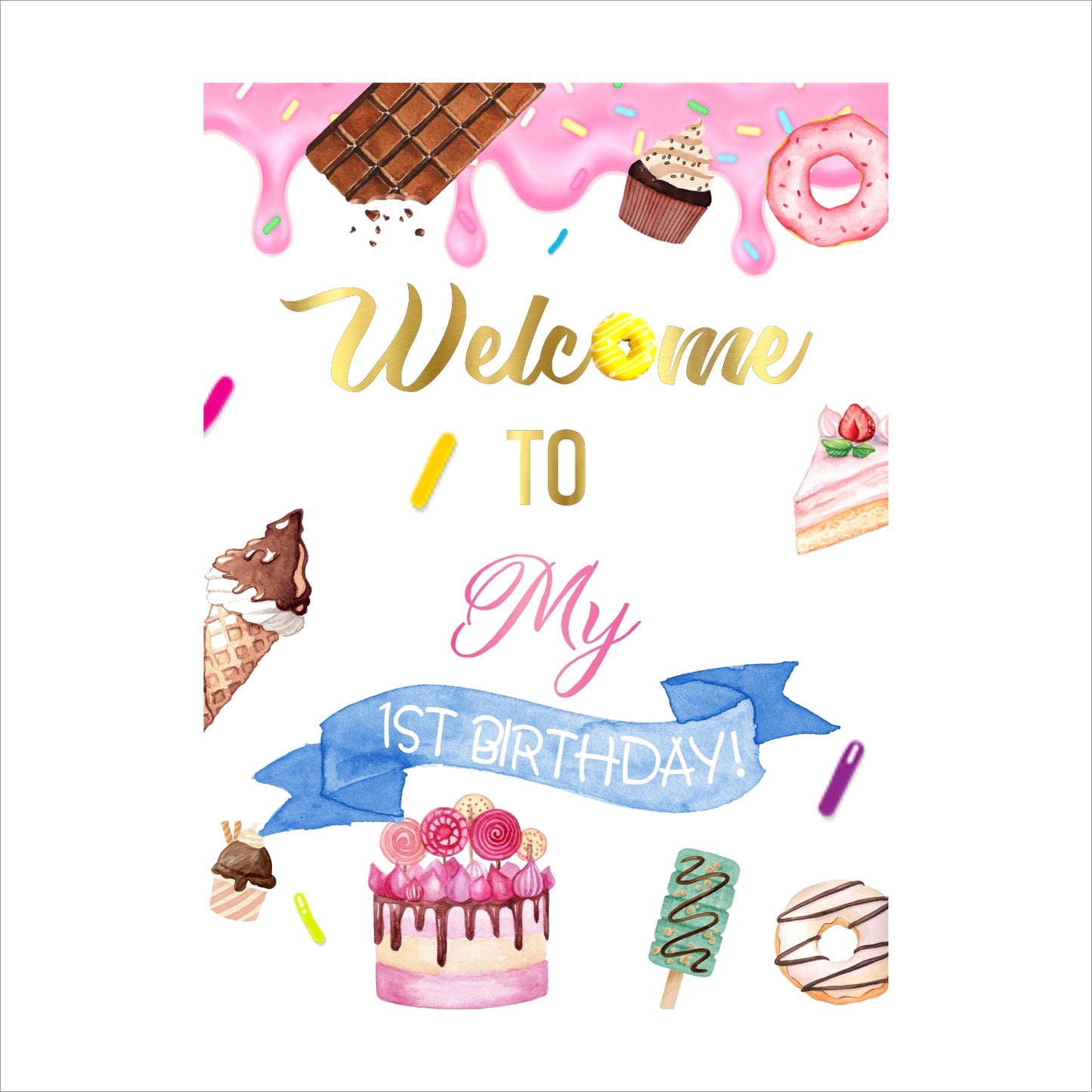 Candy Land Theme Birthday Party Welcome Board