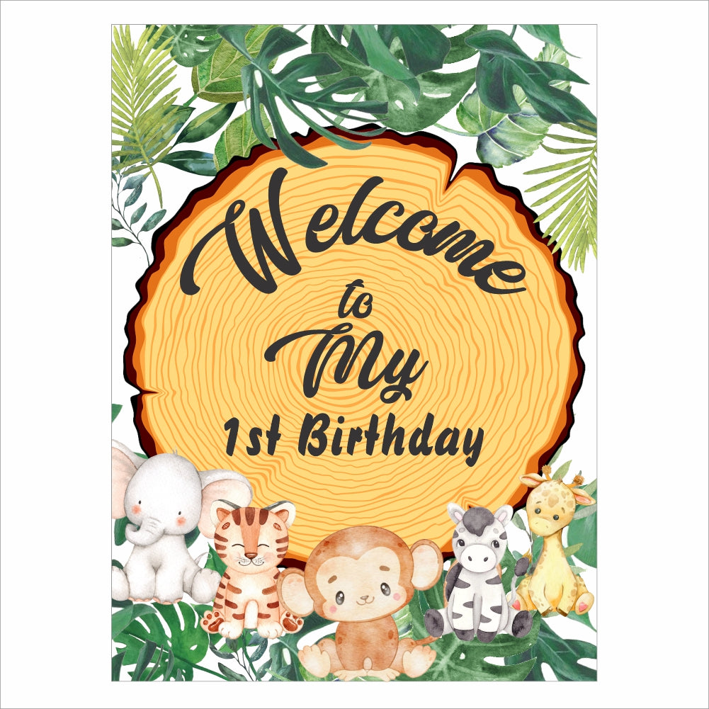 Jungle Theme Birthday Party Welcome Board