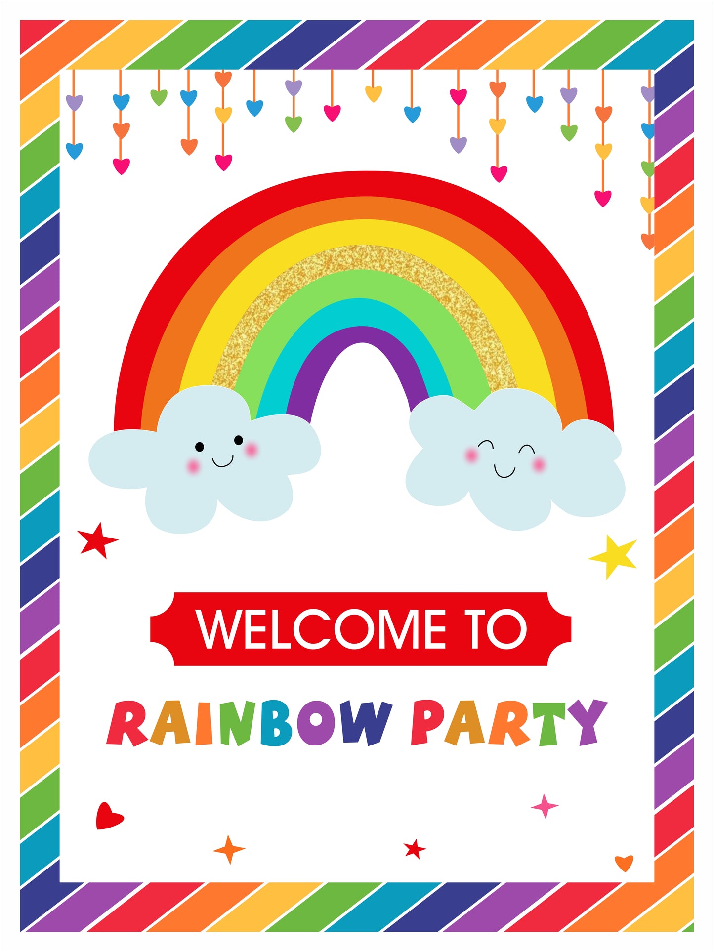 Rainbow Theme Birthday Party Welcome Board