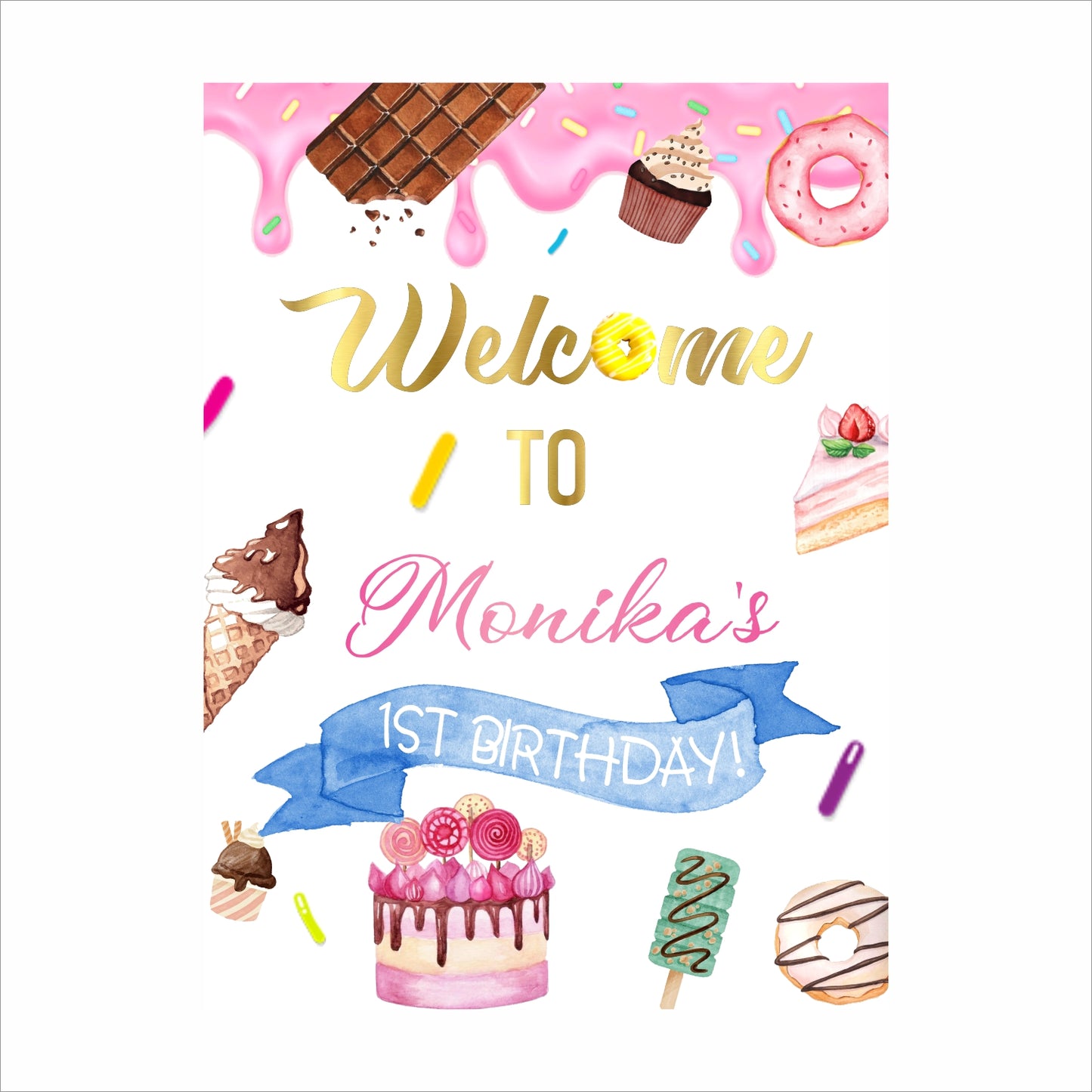 Candy Land Theme Birthday Party Welcome Board