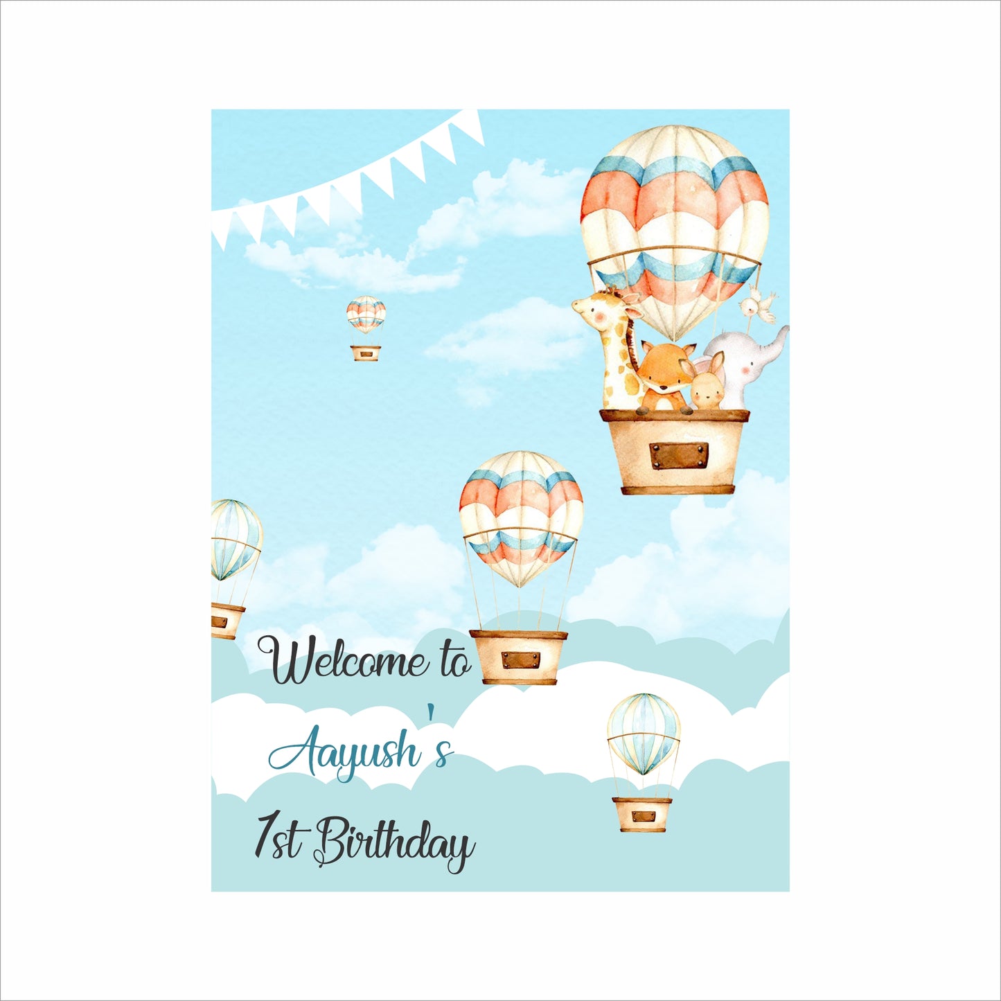 Hot Air Theme Birthday Party Welcome Board