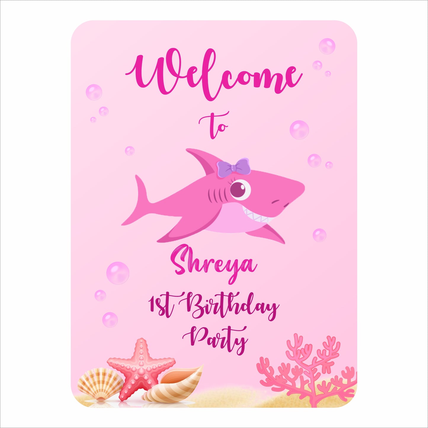 Baby Shark Theme Birthday Party Welcome Board