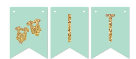 Its Twin Baby Welcome Banner Bunting & Garland Photo Booth Props Decoration