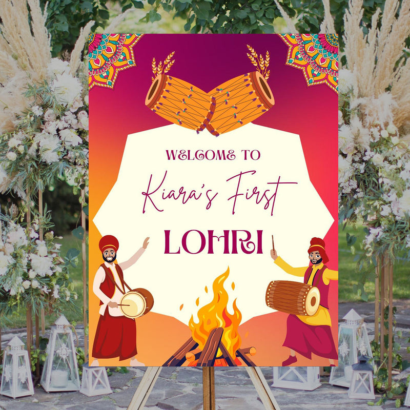 Lohri Party Welcome Board for Kids