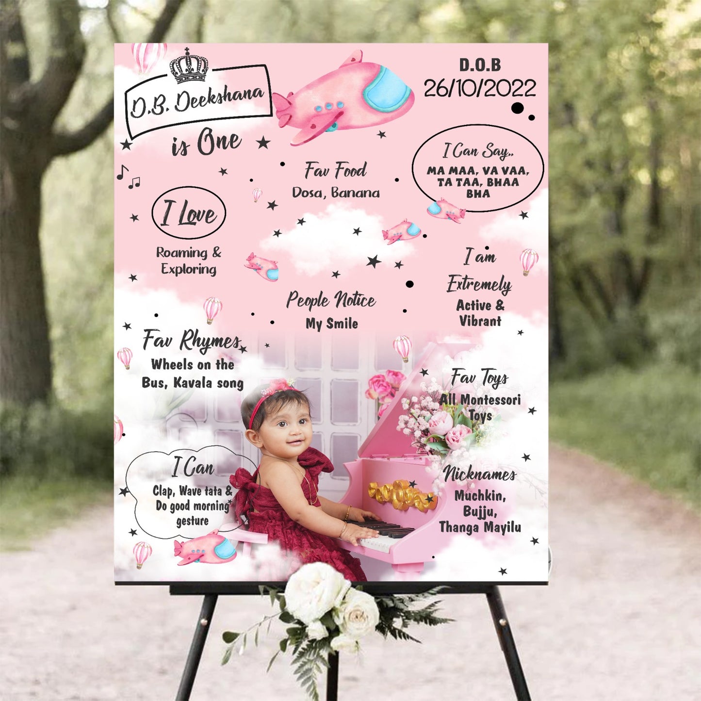 Hot Air Customized Chalkboard Milestone Board for Kids Birthday Party