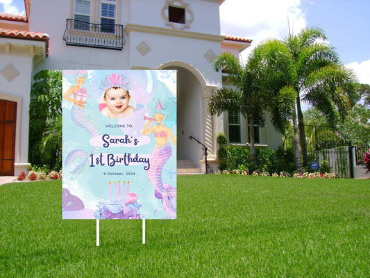 Mermaid Theme Birthday Party Welcome Board