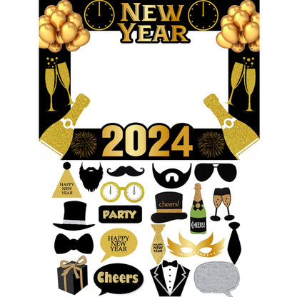 New Year Party Selfie Photo Booth Frame & Props