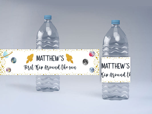 Space Theme Water Bottle Labels