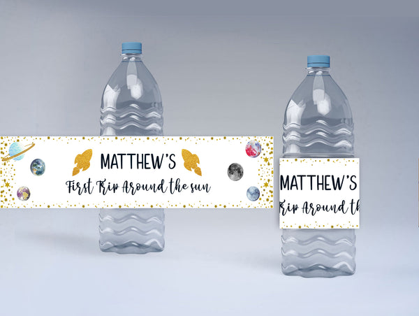 Space Theme Water Bottle Labels