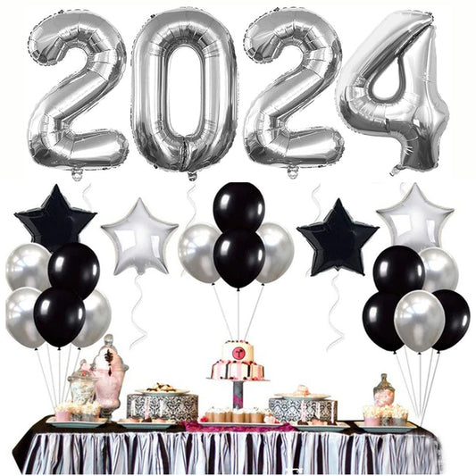 New Year Silver and Black Combo Kit for Decorations