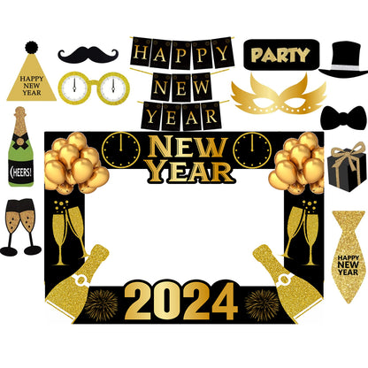 New Year Party Selfie Photo Booth Frame & Props