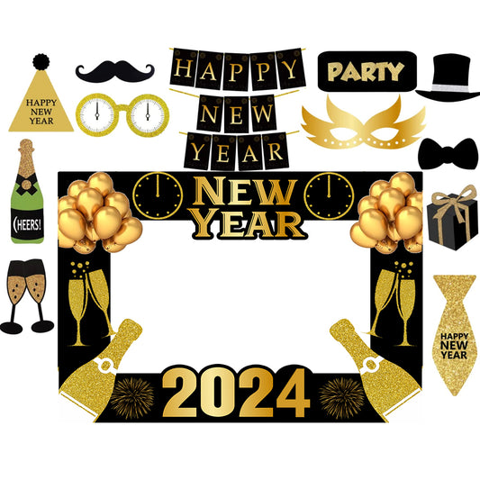 New Year Party Selfie Photo Booth Frame & Props