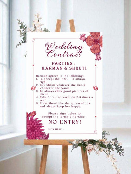 Wedding Contract For Wedding Entry - Wedding Function