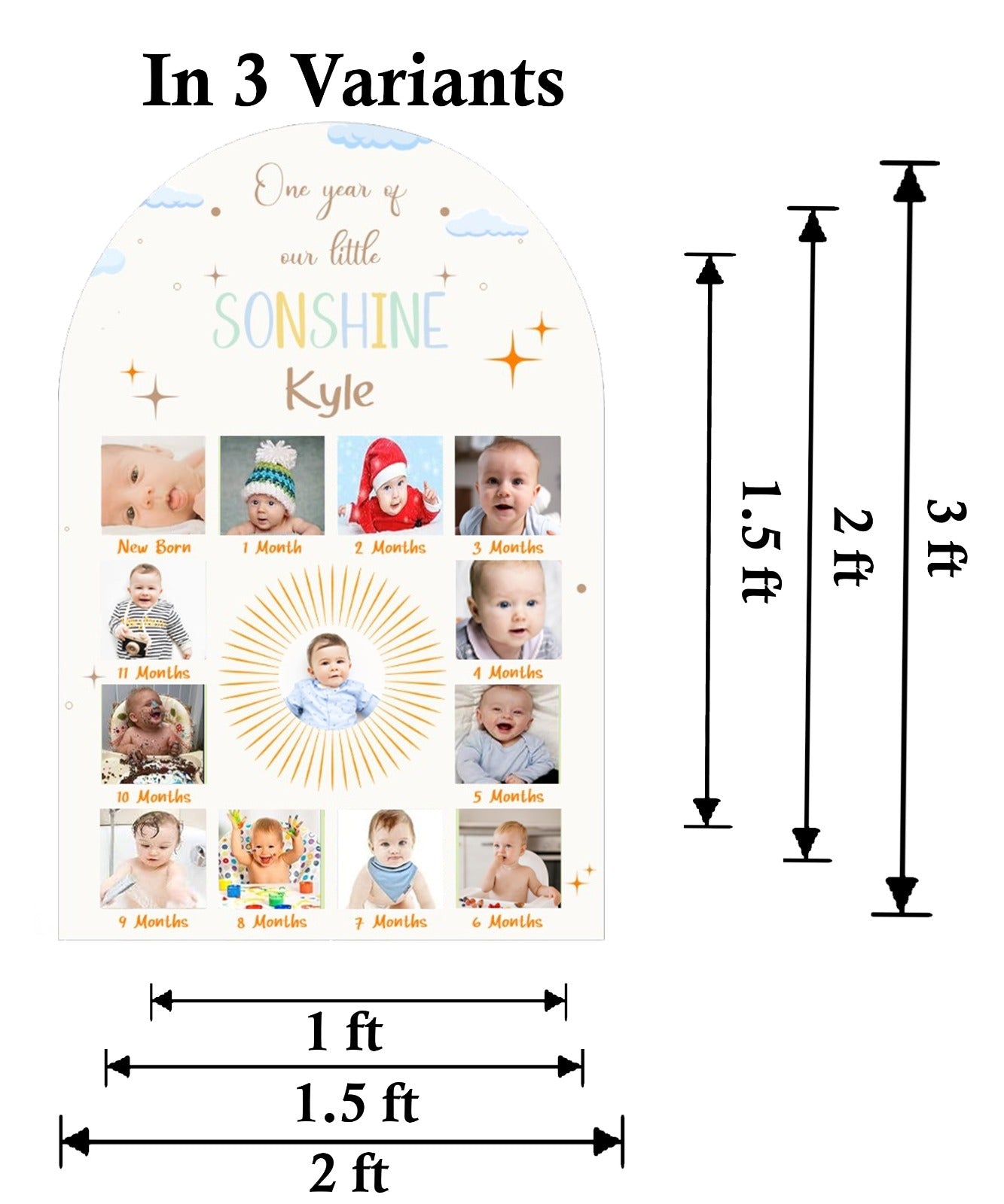 My First Year Customized Milestone Board for Kids Birthday Party(New Born -12 months)