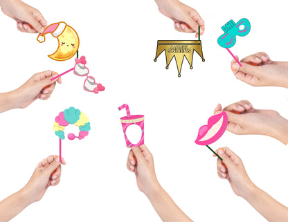 Pyjama Party Theme Birthday Party Photo Booth Props Kit