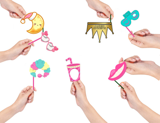 Pyjama Party Theme Birthday Party Photo Booth Props Kit