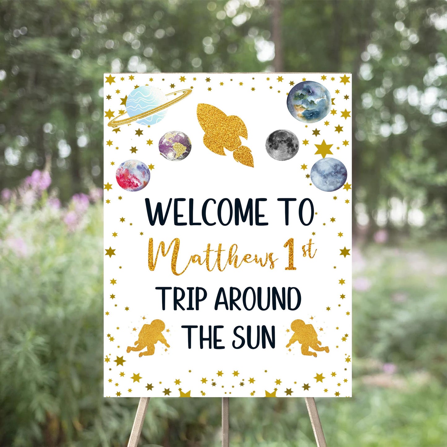 Space Theme Birthday Party Welcome Board