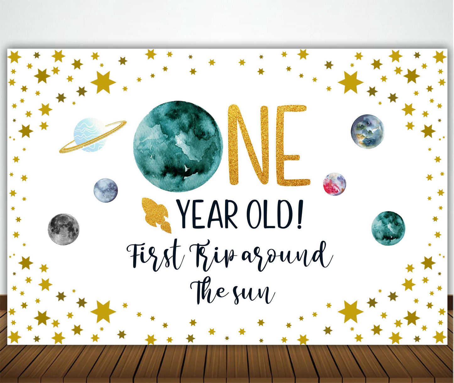 Space Theme Birthday Party Backdrop