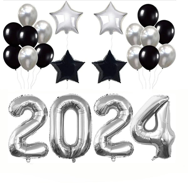 New Year Silver and Black Combo Kit for Decorations
