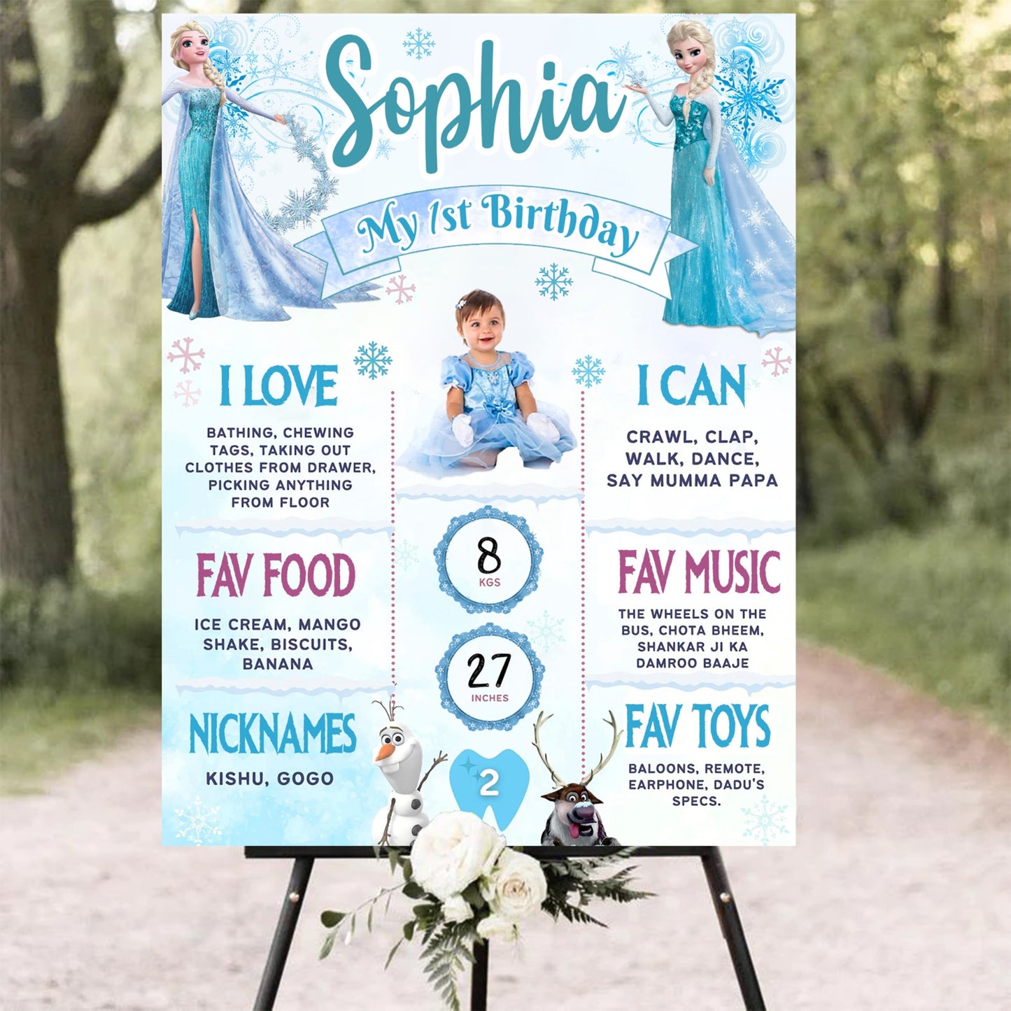 Frozen Customized Chalkboard Milestone Board for Kids Birthday Party