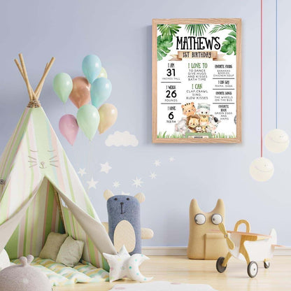 Jungle Safari Customized Chalkboard Milestone Board for Kids Birthday Party