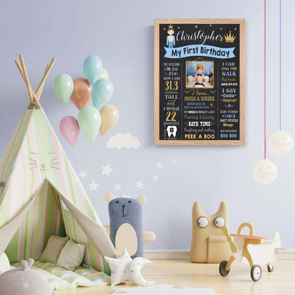 Prince Theme Customized Chalkboard Milestone Board for Kids Birthday Party