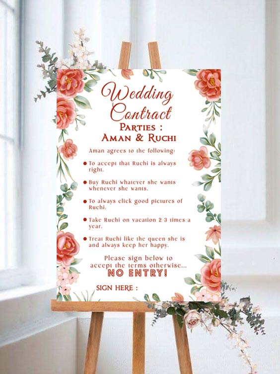 Wedding Contract For Wedding Entry - Wedding Function