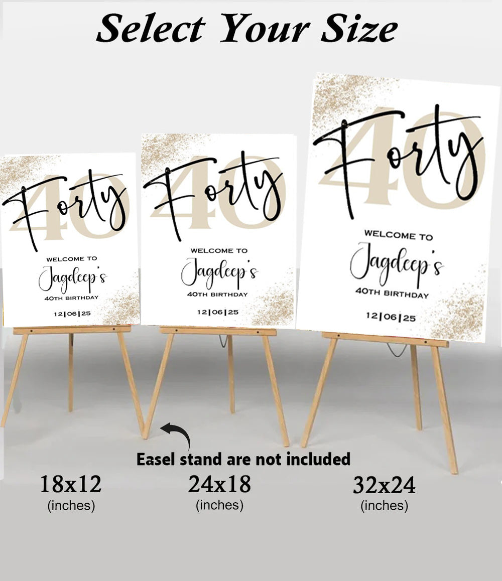 40th Birthday Milestone Birthday Party Welcome Board