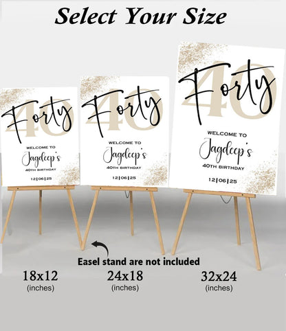 40th Birthday Milestone Birthday Party Welcome Board