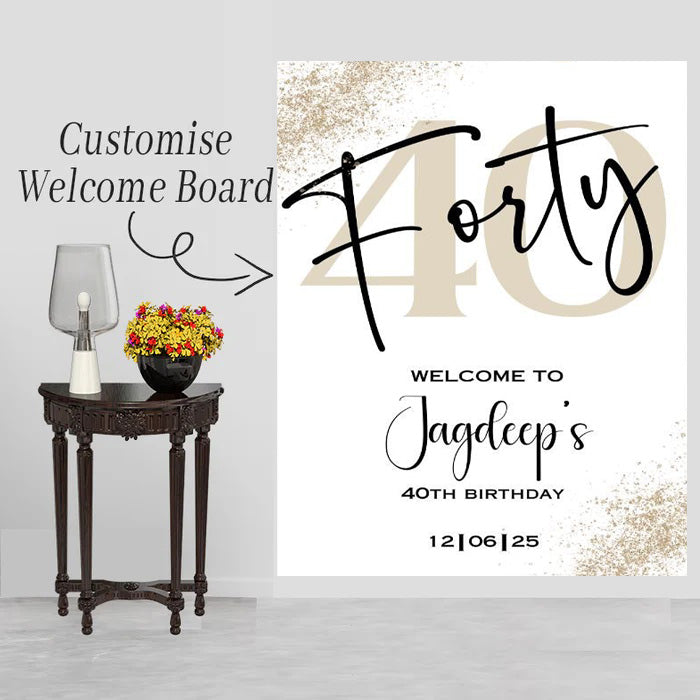 40th Birthday Milestone Birthday Party Welcome Board