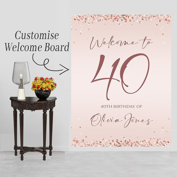 40th Birthday Milestone Birthday Party Welcome Board