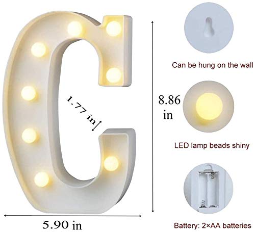 C Letter Light, Marquee Alphabet Light Letters for Room Decor Lights, Led Letters Alphabet for Decoration, Letter Lights for Birthday