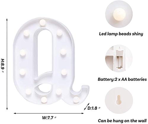 Q Letter Light, Marquee Alphabet Light Letters for Room Decor Lights, Led Letters Alphabet for Decoration, Letter Lights for Birthday