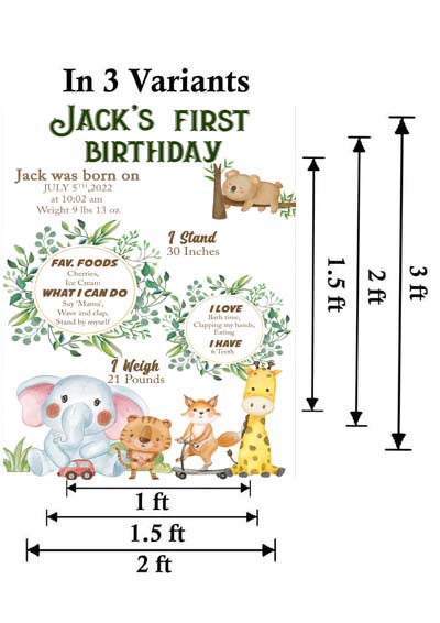 Jungle Birthday Customized Chalkboard Milestone Board for Kids Birthday Party