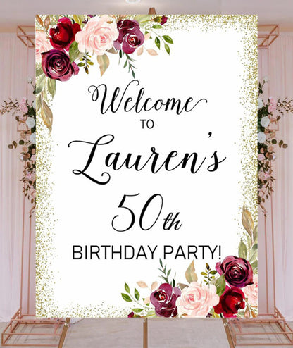 50th Birthday Milestone Birthday Party Welcome Board