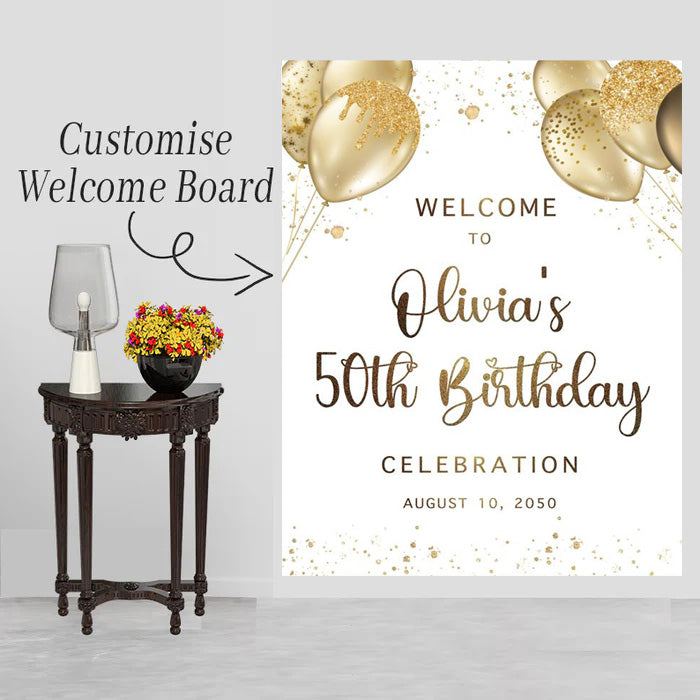 50th Birthday Milestone Birthday Party Welcome Board