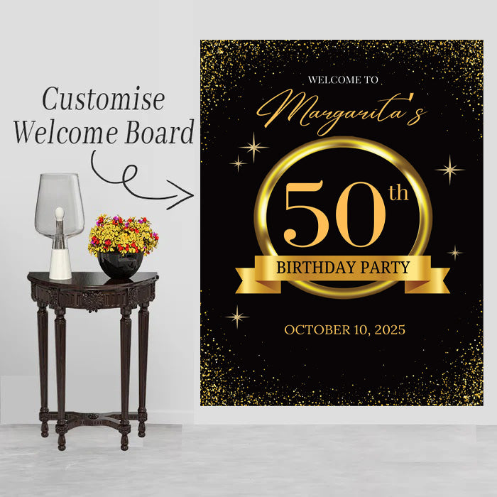 50th Birthday Milestone Birthday Party Welcome Board