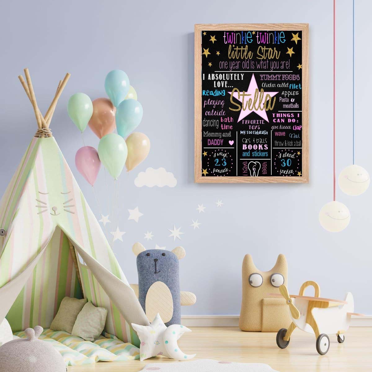 Twinkle Twinkle Little Star Theme Customized Chalkboard/Milestone Board for Kids Birthday Party