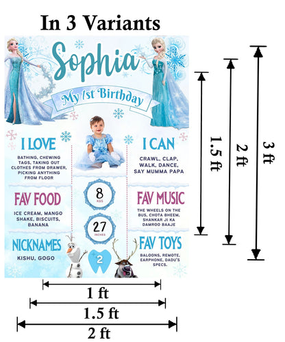 Frozen Customized Chalkboard Milestone Board for Kids Birthday Party