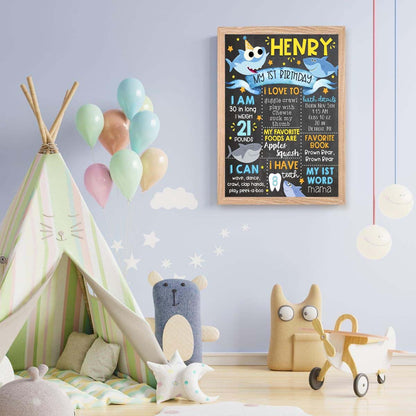 Baby Shark Customized Chalkboard/Milestone Board for Kids Birthday Party